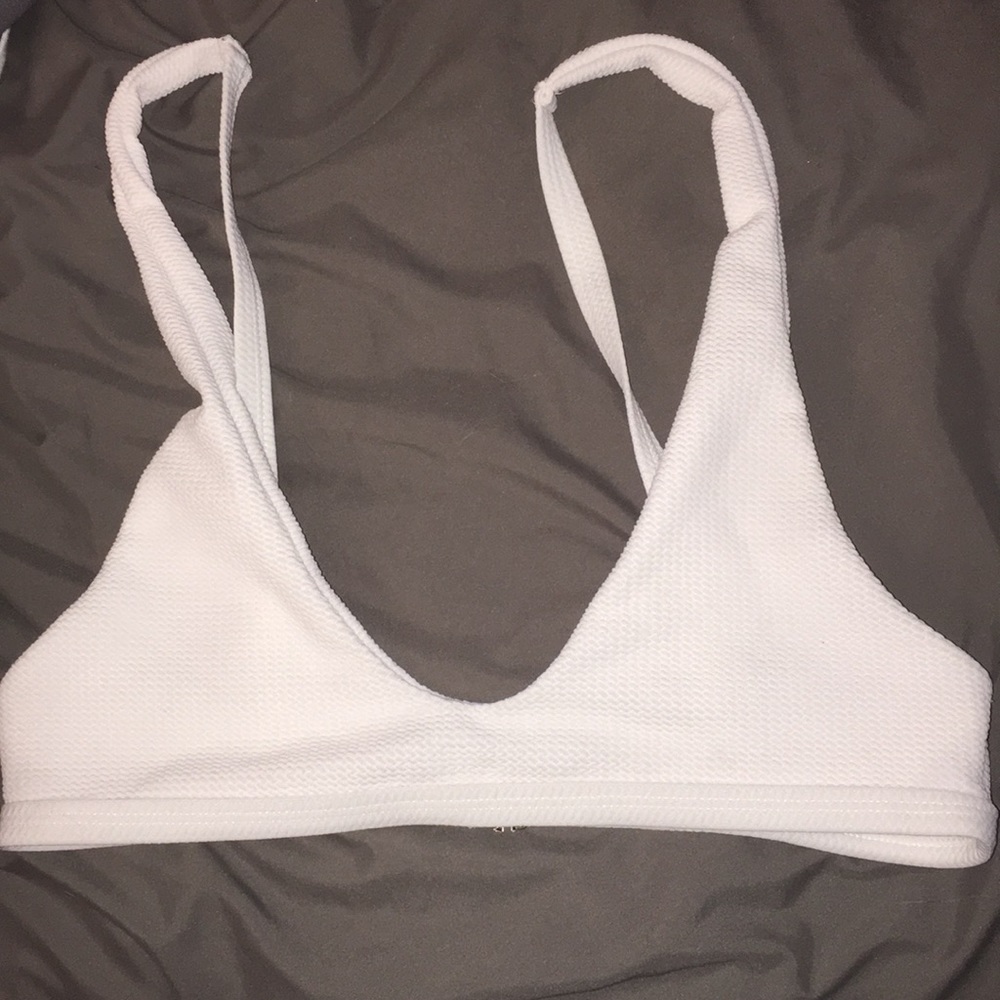 White waffle textured bikini top sz:l